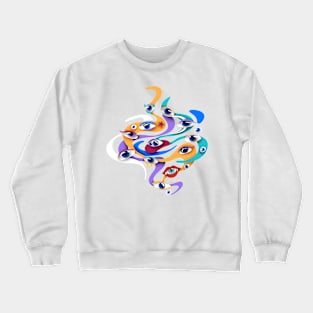 Psyhodelical Pattern with Thousand Ees Looking Into the Soul, Vampire and Witchcraft Vibes Crewneck Sweatshirt